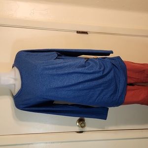 Women's XL 3/4 Sleeve Top With 3 Decorative Wood-Like Buttons  Heather Blue